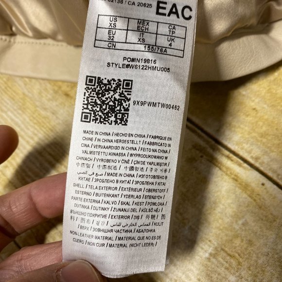 Guess Moto Jacket Women Extra Small XS Tan Full Zip Casual Biker 100% Polyester - Picture 15 of 16